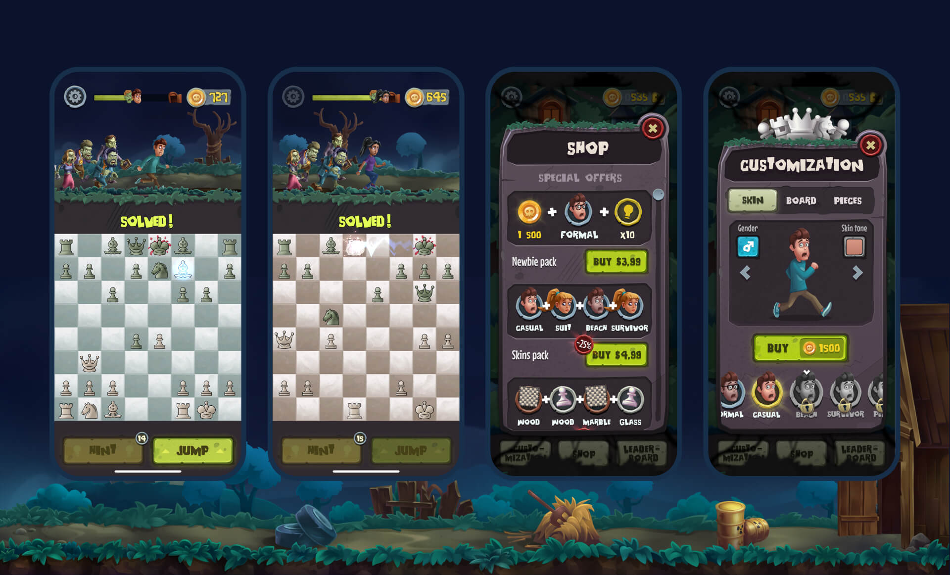 Checkmate or Die - chess puzzles solving gameplay